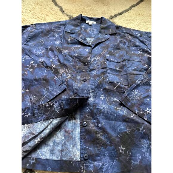 Johnny was BEJEWEL SLEEP pajamas Shirt blue castellation cotton button up xl - Picture 6 of 16